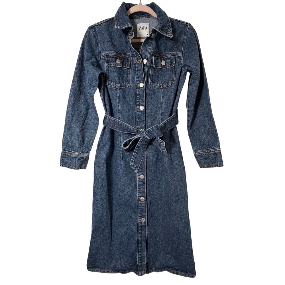 Sm Zara the Doro Midi Denim Dress Button Front Western Y2K Americana Cowgirl - Picture 2 of 8